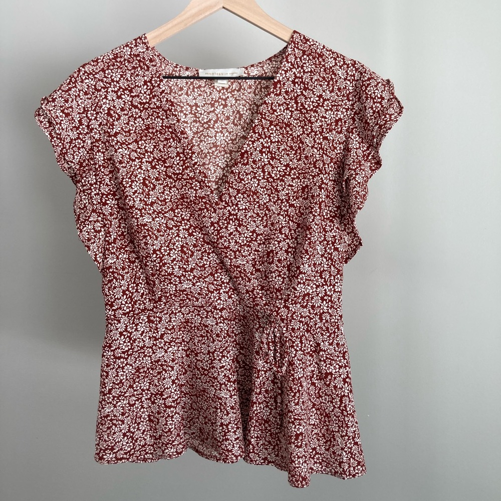 Floral Peplum Top - rust orange flowy bohemian